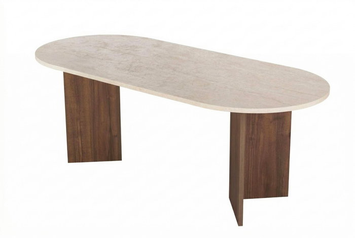 Nordure Sabella Mesa de Comedor Travertino y Nogal de Venecia Nordure Sabella Mesa de Comedor Travertino y Nogal de Venecia